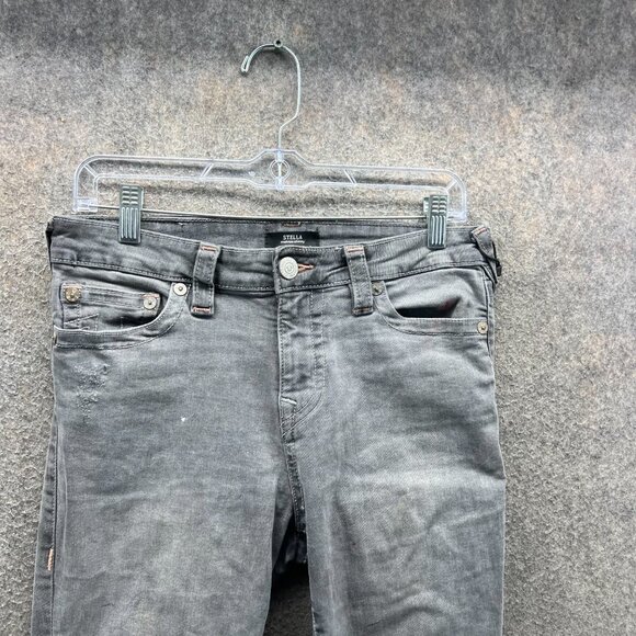 True Religion Jeans Womens 29 Gray Denim Stella Mid Rise Skinny Fit Washed - Picture 6 of 12
